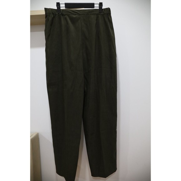 NWT Orvis Women's Plus Pants Sz 14 Green High Waist Slacks Suede Straight Leg - Picture 3 of 11